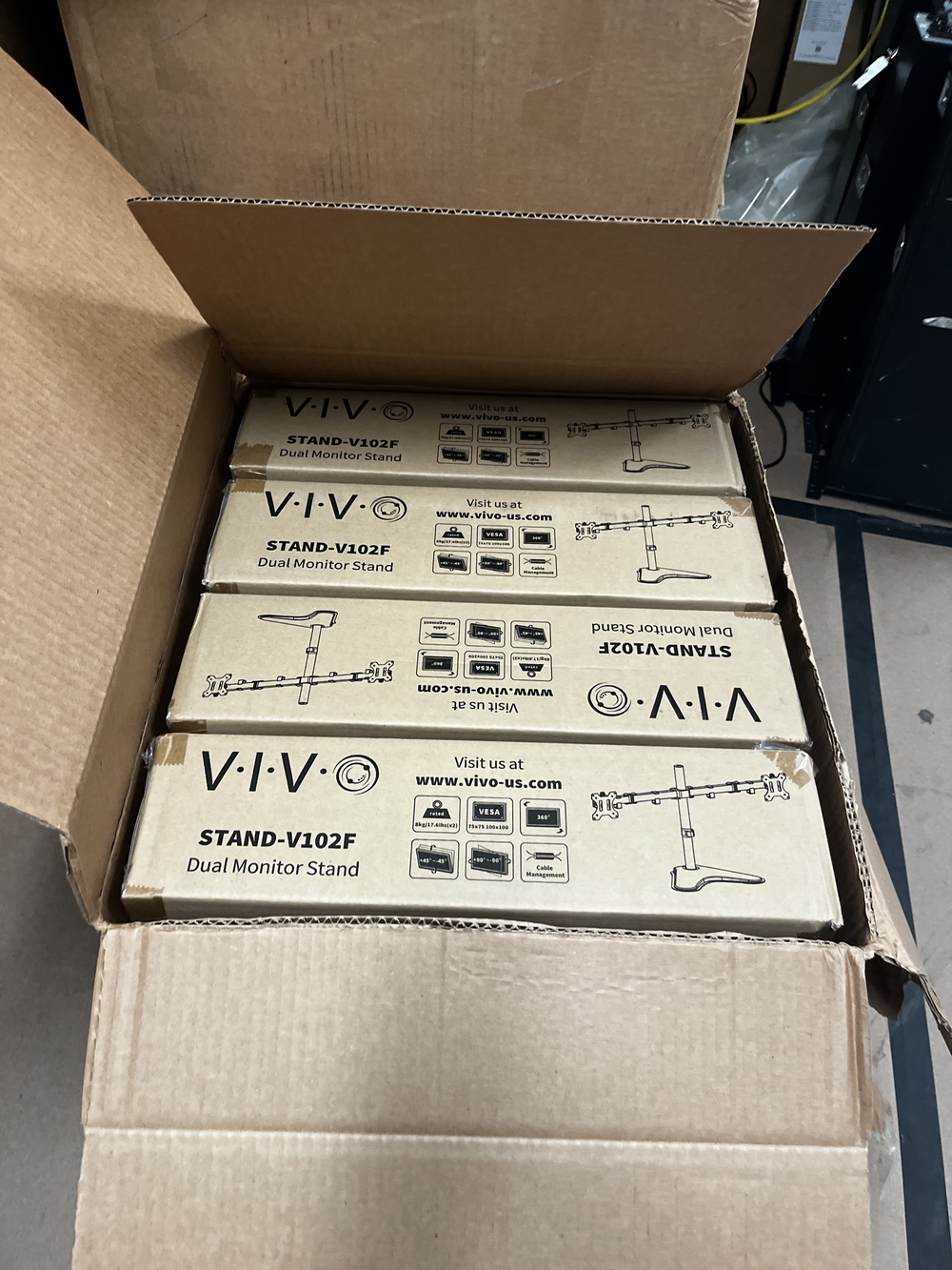 Vivo Dual Monitor Stand Boxes with Printed Branding - Brown